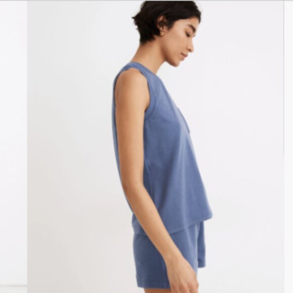 Madewell - MWL Breeze Muscle Tank Top Loungewear NA562 | Small: Still Ocean Blue - Picture 4 of 16